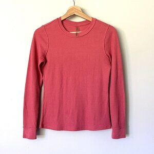 Outdoor Voices Top Size XS Waffle Knit Cropped Coral Pink Soft Crew Neck Shirt